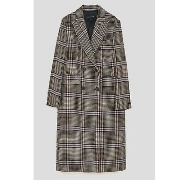 NWT ZARA LONG OVERSIZED CHECK MASCULINE DOUBLE-BREASTED COAT - Picture 10 of 11